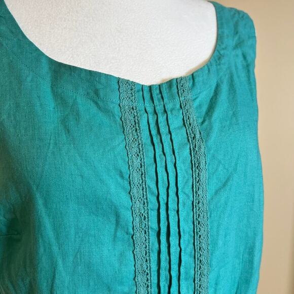 Vintage Bloomingdale’s Linen Shell and Shirt Set Turquoise Size Medium and Large - Picture 9 of 15